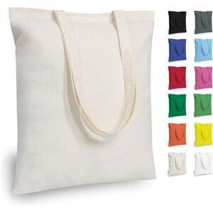 12 Pack Cotton Tote Bags Reusable Cloth Grocery Shopping Gift DIY Craft Bag Set